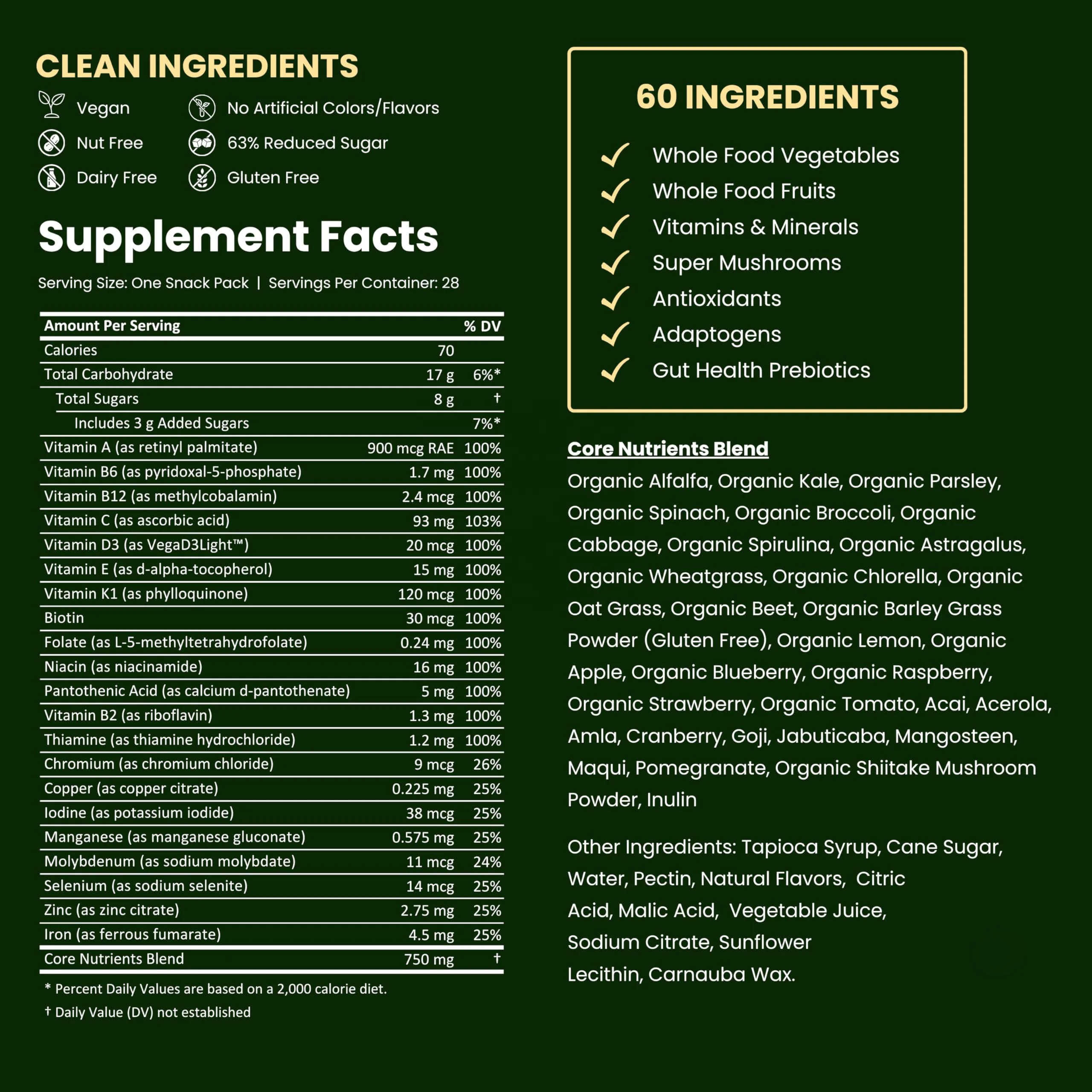 Super Greens Gummy Bears Packets Organic Spirulina And Chlorella