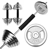 High quality gym/home use cast iron plate chrome plated bar adjustable weight olimpics barbell