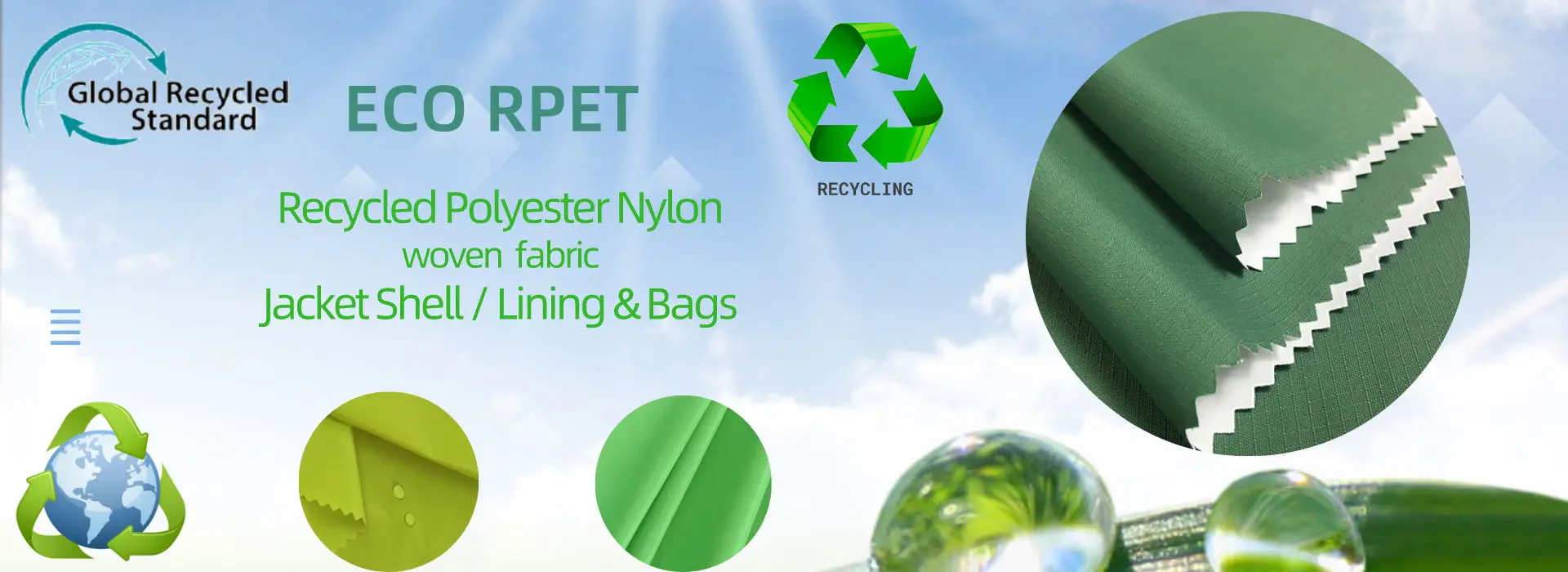 rpet tpu film pongee eco-friendly 100% recycled polyester pongee