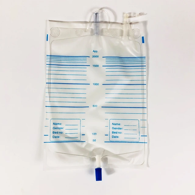 Adult urine drainage disposable medical Urine collection bags 1000ml 2000ml PVC with cross valve