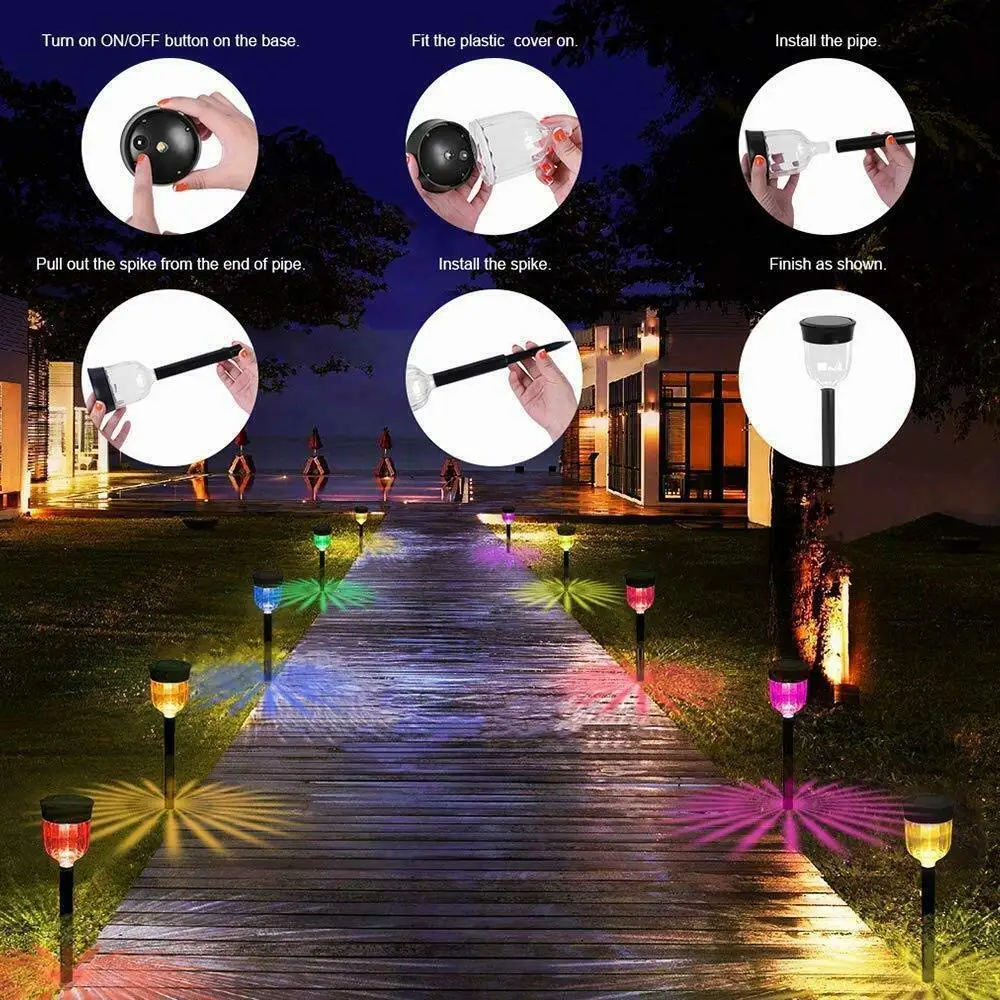 Solar Pathway Light Outdoor Color Changing Solar Garden Lights ...