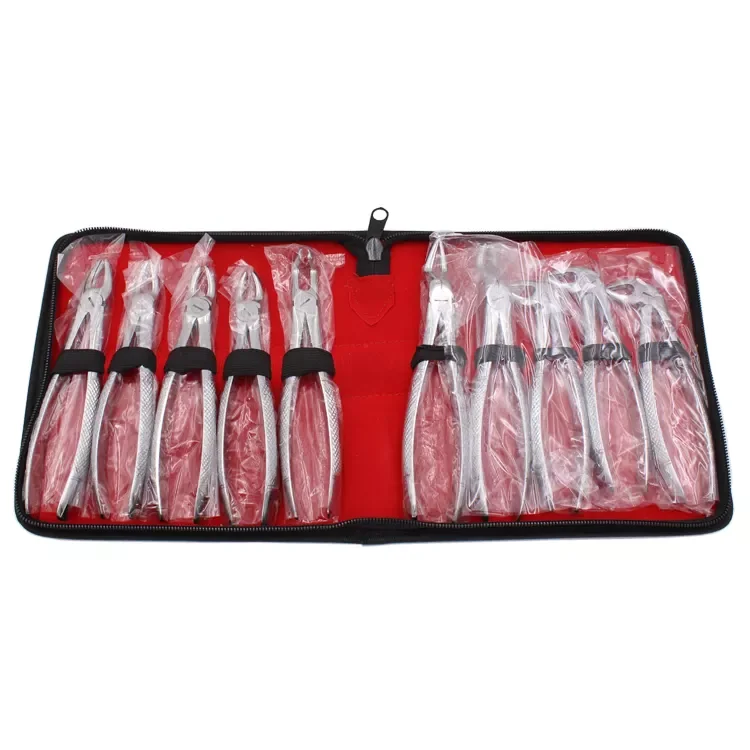 High quality dental adult extraction forceps stainless steel 10 pieces full set factory