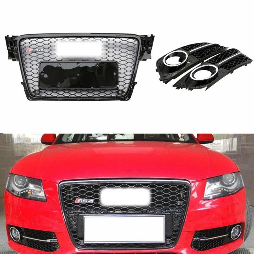 2009-2012 Honeycomb Mesh Grille + Fog light grill for Audi A4  S4 B8 8T RS4 Style