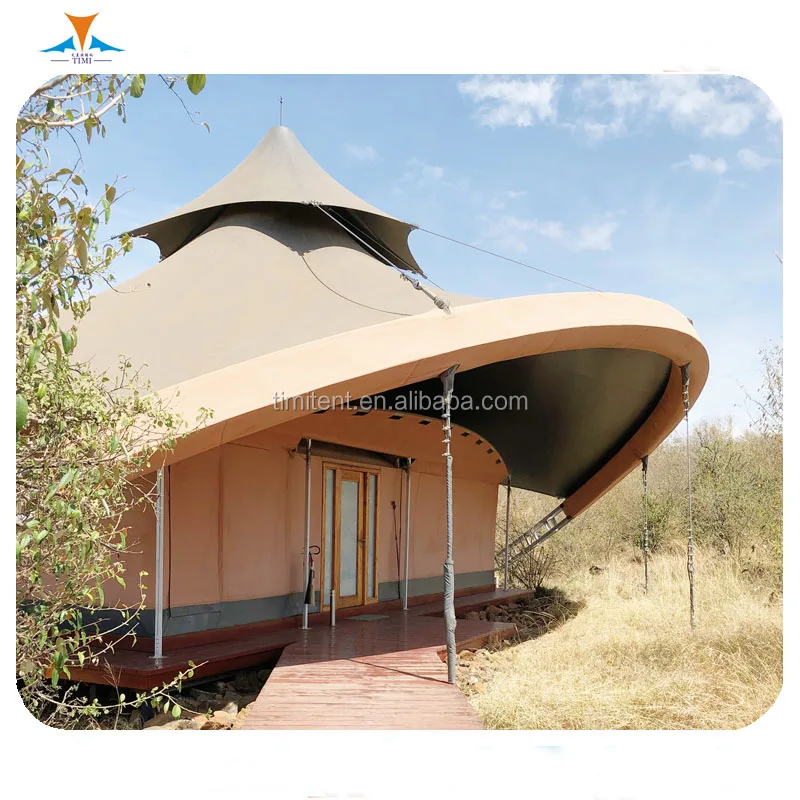 Prefab 24 People Houses Pvdf+canvas Material Safari Lodge Glamp Hotel