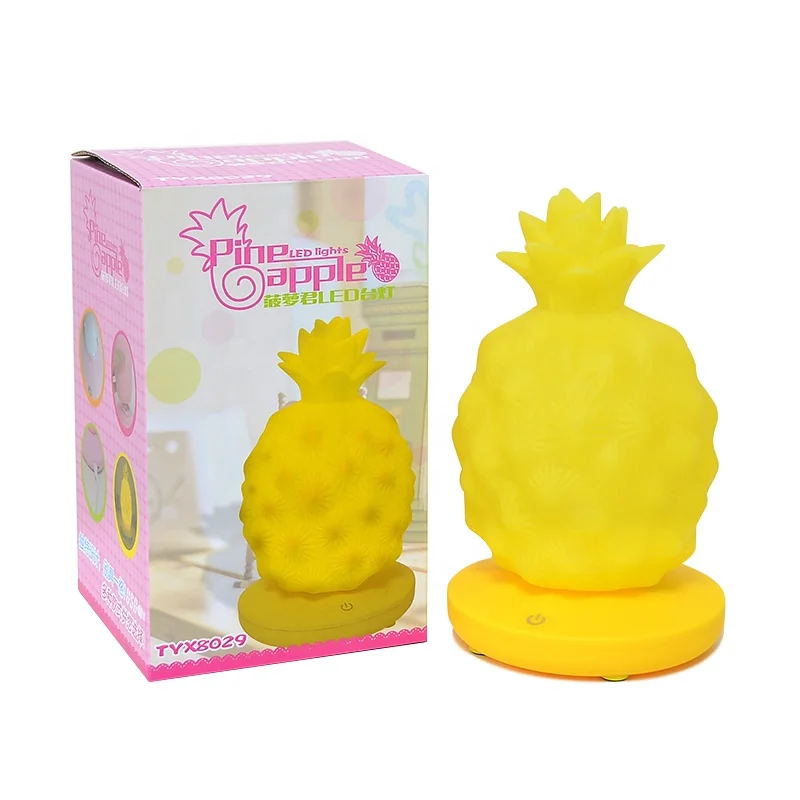 Children's bedside charging led usb pineapple silicone night light