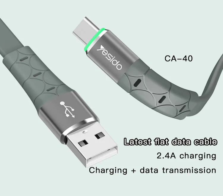 Newest Design TPE Flat Charge Cable Wire 2.4A Charging Usb Data Line Cable For Iphone 11