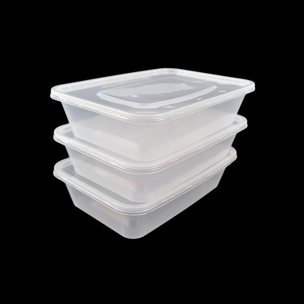 500ml Plastic Fast Food Container Disposable Bento Box Microwave Lunch 