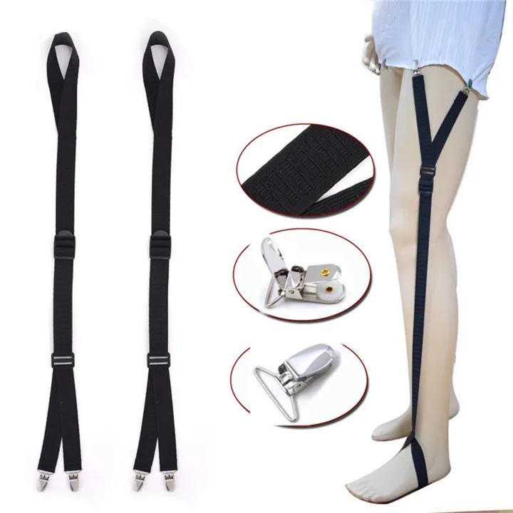 Garter Belt Metal Clips Stirrup Style Elastic Strap Uniform Suspender