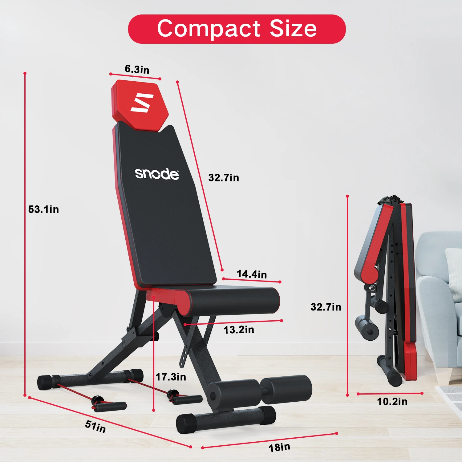 Snode Adjustable Bench Snode Adjustable Dumbbell Bench - Indoor Fitness Support