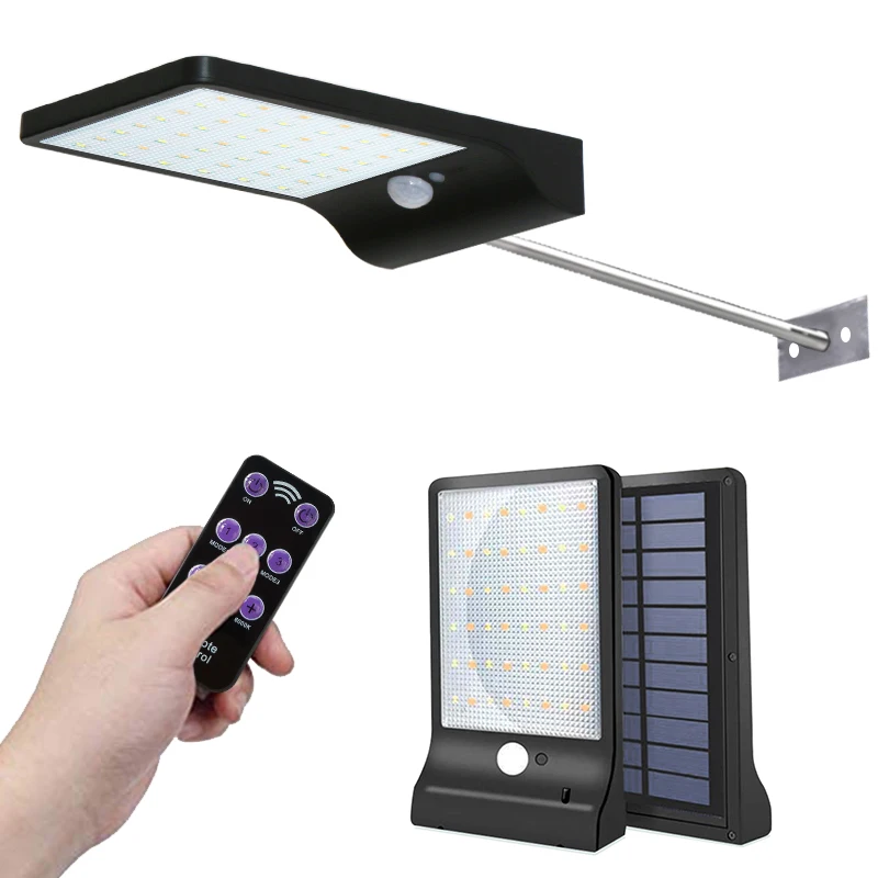 48LED Powered Motion Sensor Wall Security Led Work Park Rechargeable Road yard Sensor Small Aluminum Mounted Solar Wall Light
