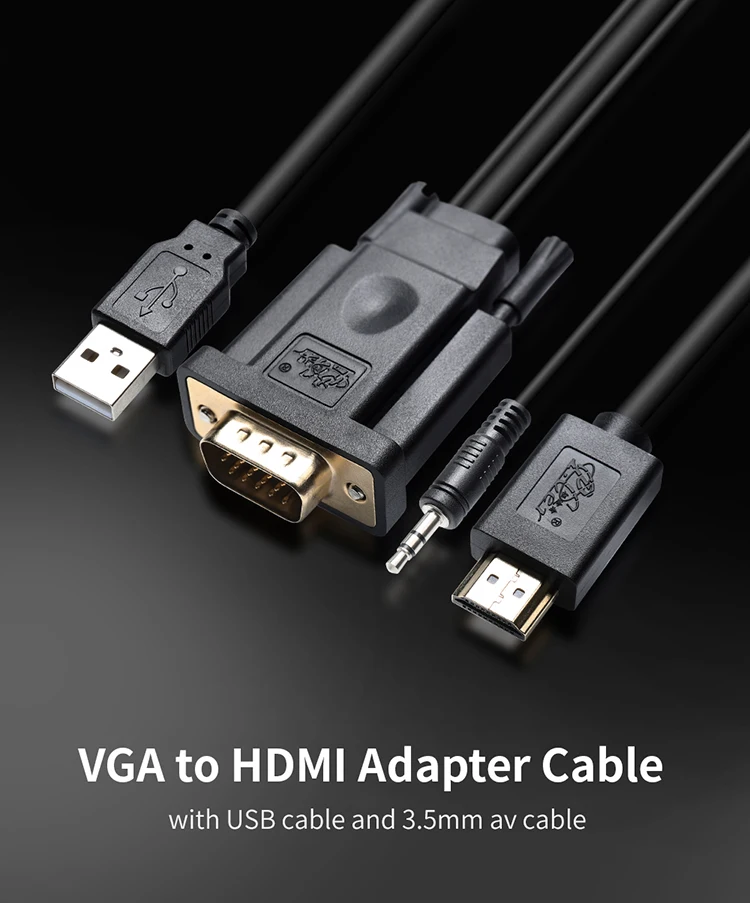 Wholesale Vga To Hdmi Adapter Cable With 3.5mm Av Usb Cable Male To