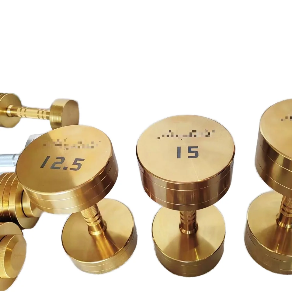Gold Plated Dumbbell Sets for Weightlifting - Stainless Steel Gym