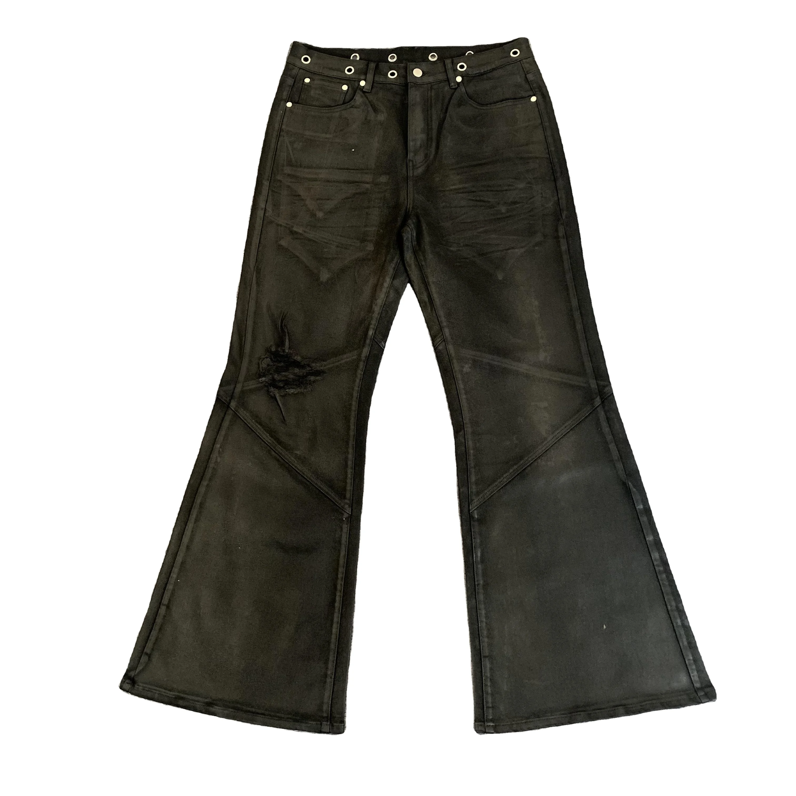 DENIMGUYS Waxed Flared Jeans for Men | Distressed Bootcut Street 