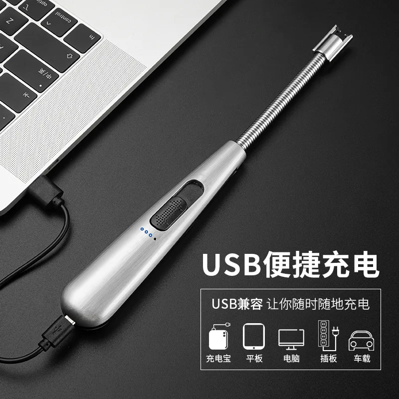 Kitchen Long Electric Plasma Arc Lighter Electronic Arc Lighter Plasma USB Rechargeable Flexible Neck Lighter for Cooking Gift