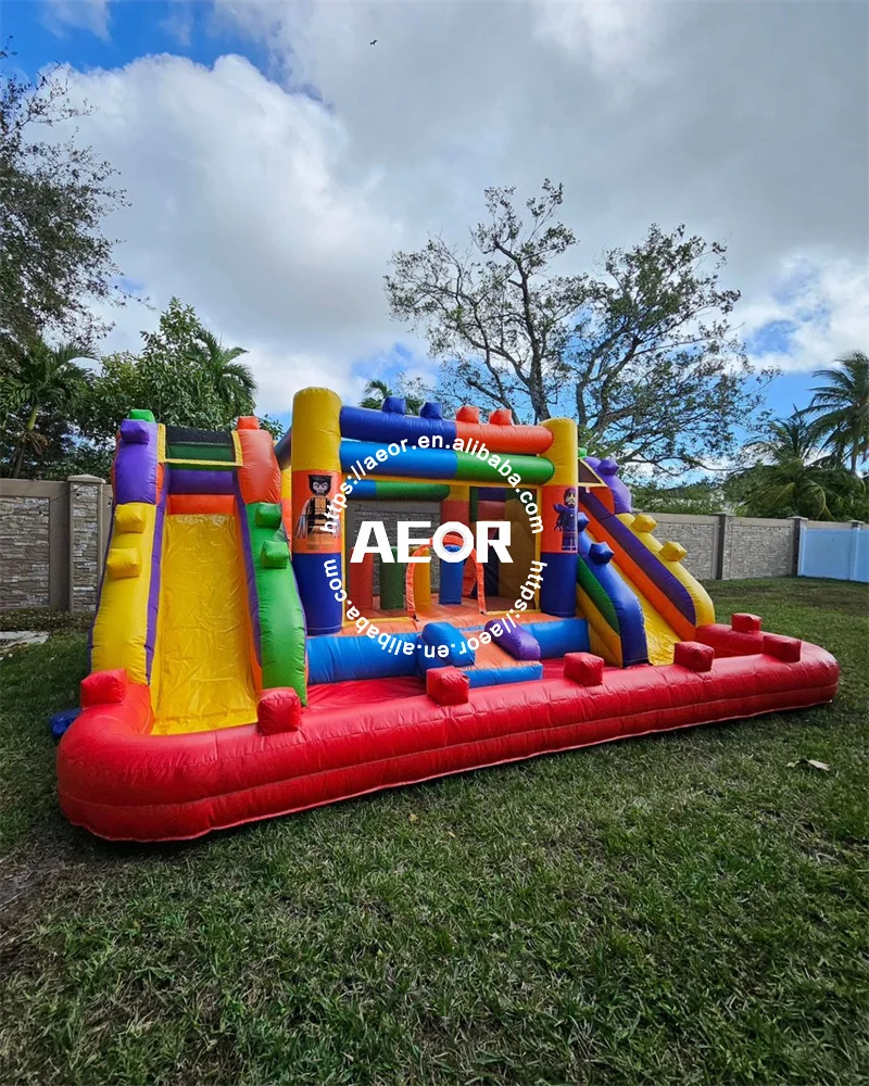 New Product Jumping Castle Double Slide Outdoor Jumping Castle With Slide And Pool Inflatable