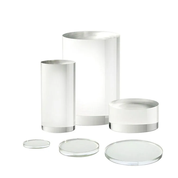 2'' 4'' Polished Solid Lucite Cylinders Tall Clear Acrylic Pedestal