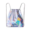 Holographic laser drawstring backpack hologram shoulder bag satchel