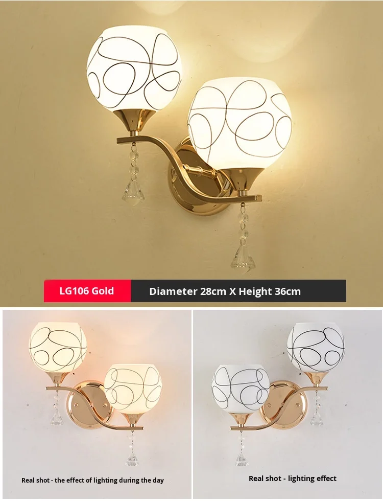 product modern simple led bedroom lamp golden iron body wall lamp for living room tv wall aisle staircase balcony bedside-13