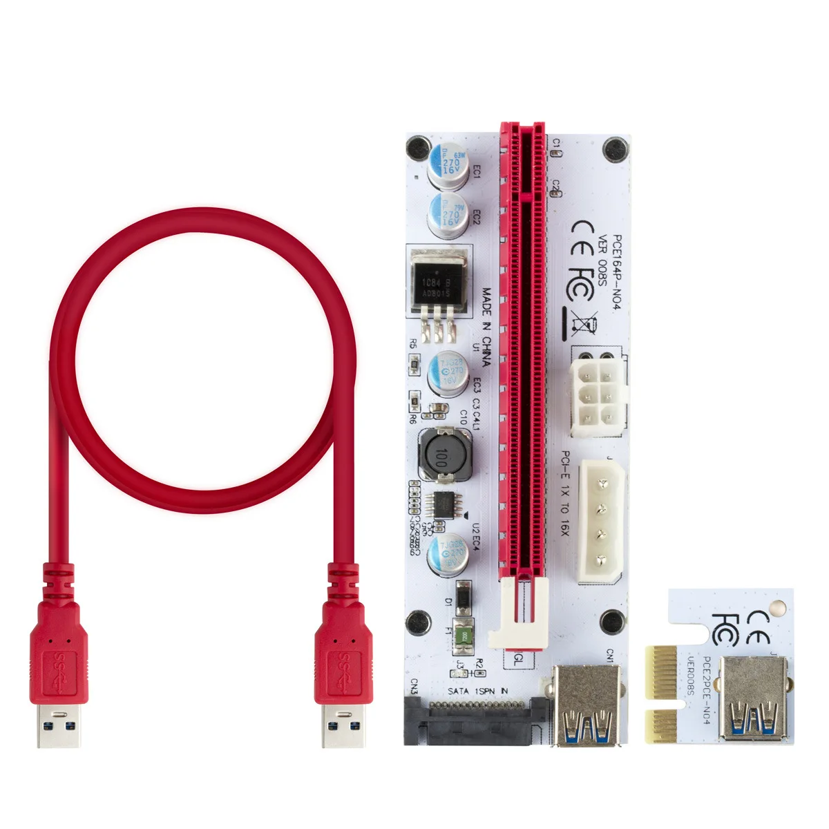 BTC Miner PCIe Scheda riser PCI-E 1x a 16x 1 a 4 USB 3.0 Moltiplicatore Molex 4 HOT 
