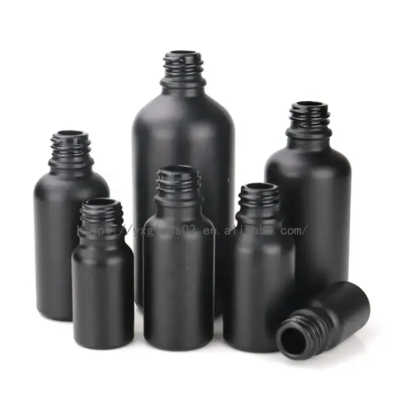 product supplier cosmetic cuticle hair essential oilserum bottles frosted black with bamboo dropper lid 5ml10ml15ml30m100ml120ml-1