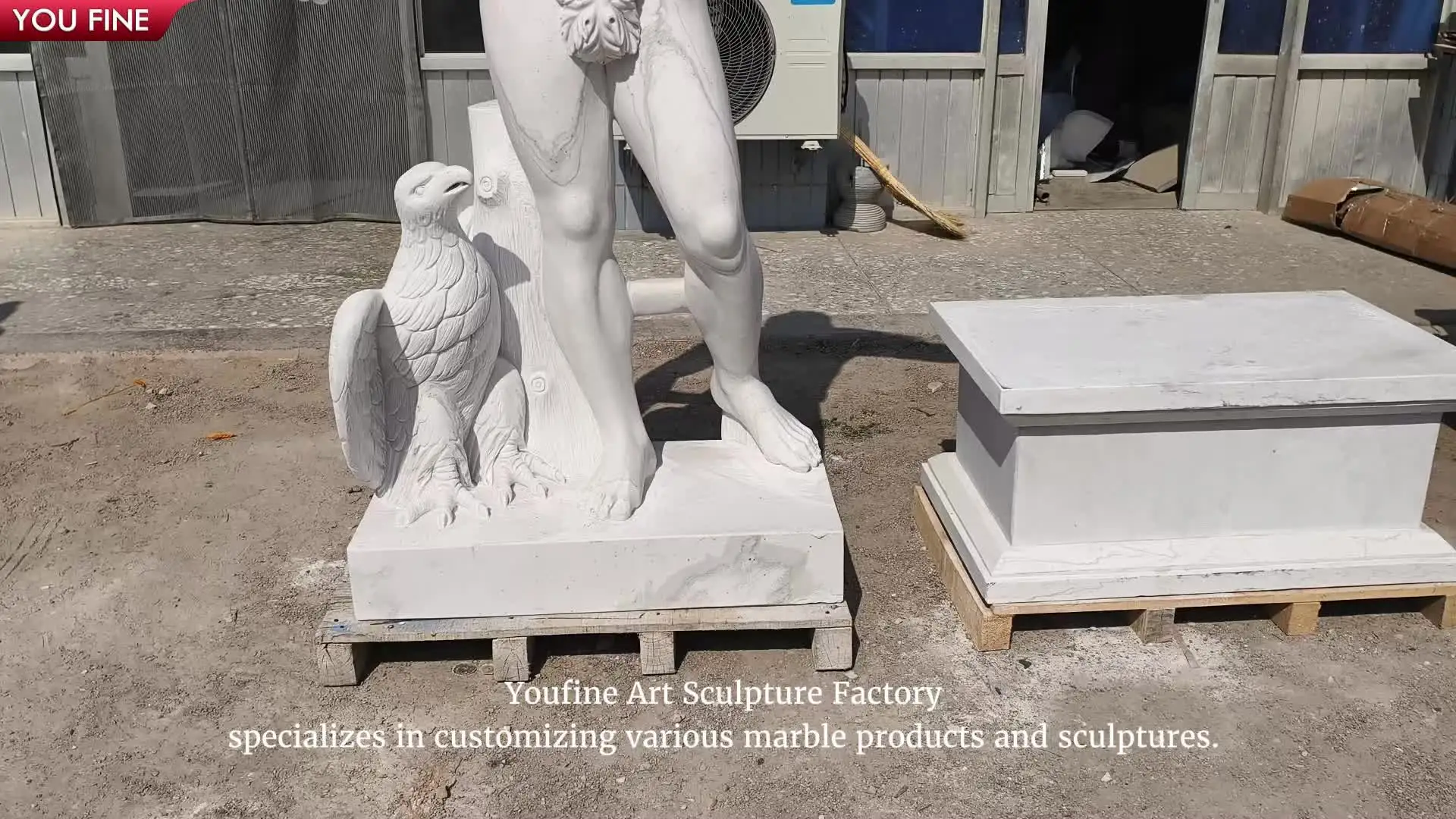 Custom Hand Carved Natural Stone White Marble Statue of Zeus and