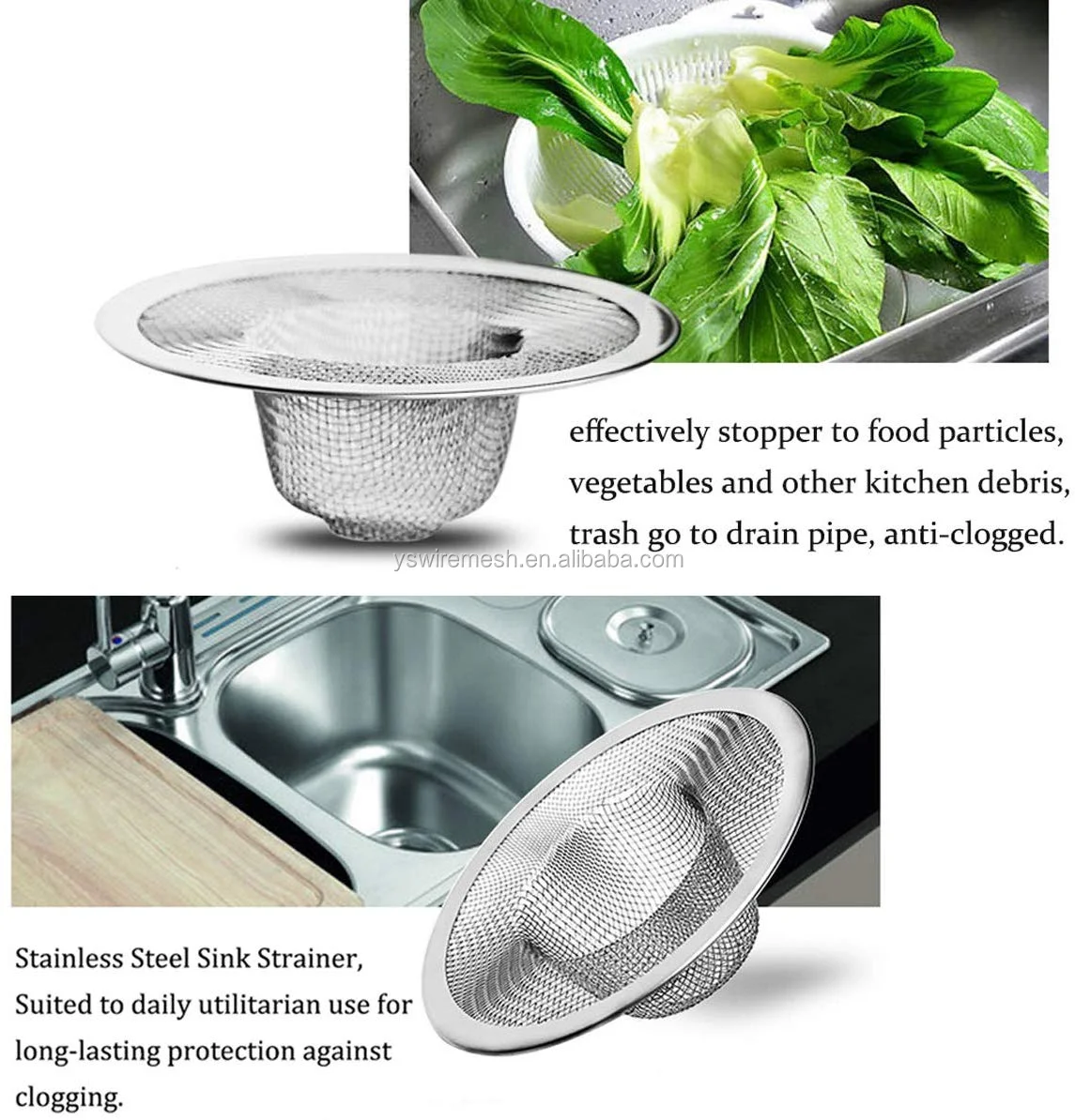 Stainless Steel Mesh Drain Stopper Sink Drain Strainers Covers For