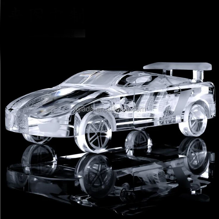 Elegant Engraving 3d Laser Crystal Car Model Hot Sale Table Ornament