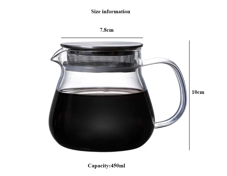 300mL/500mL Glass Coffee Server Coffee Tea Carafe Heat Resistant