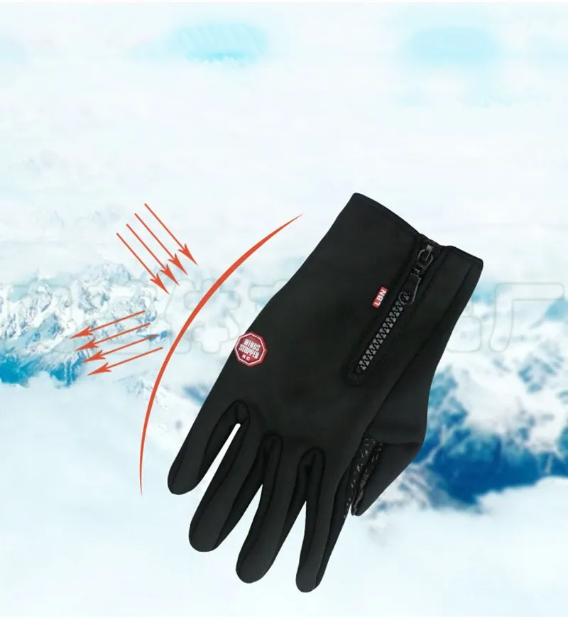 Riding Gloves Winter Outdoor Sports Full Finger Glove Warm Waterproof Fleece Mittens Touchscreen Adult Unisex Gloves For Cycling