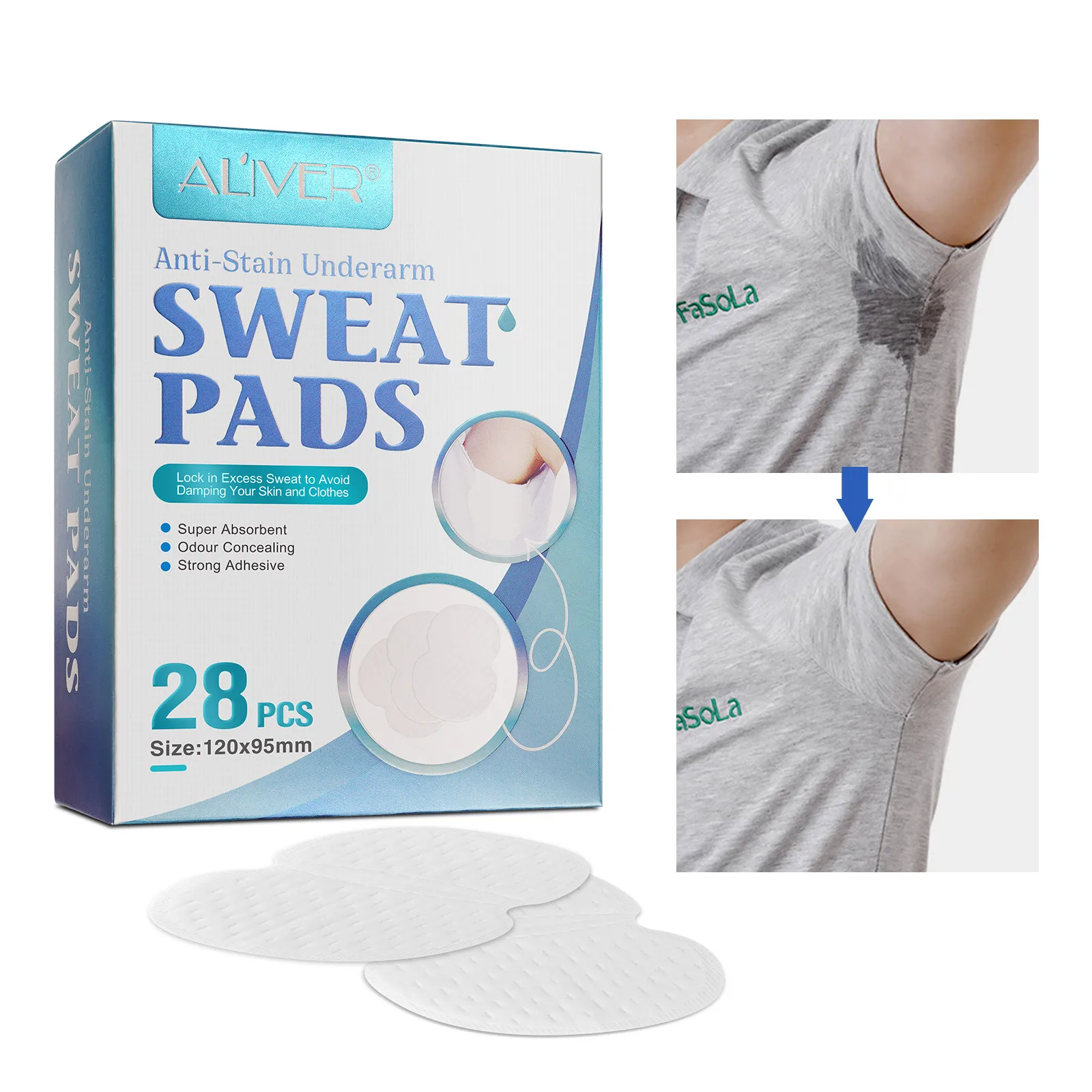 Aliver High Quality Disposable Armpit Sweat Absorbent Pad Breathable
