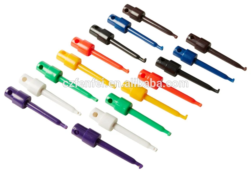 10pc Large Size Round Single Hook Clip Test Probe Connect for Electronic Testing 