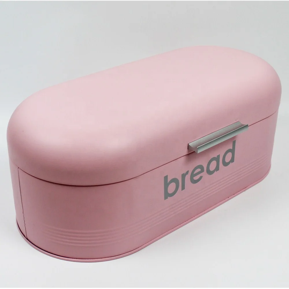 Oval Powder Coated Pink Metal Bread Box Buy Bread Box,Stainless Steel