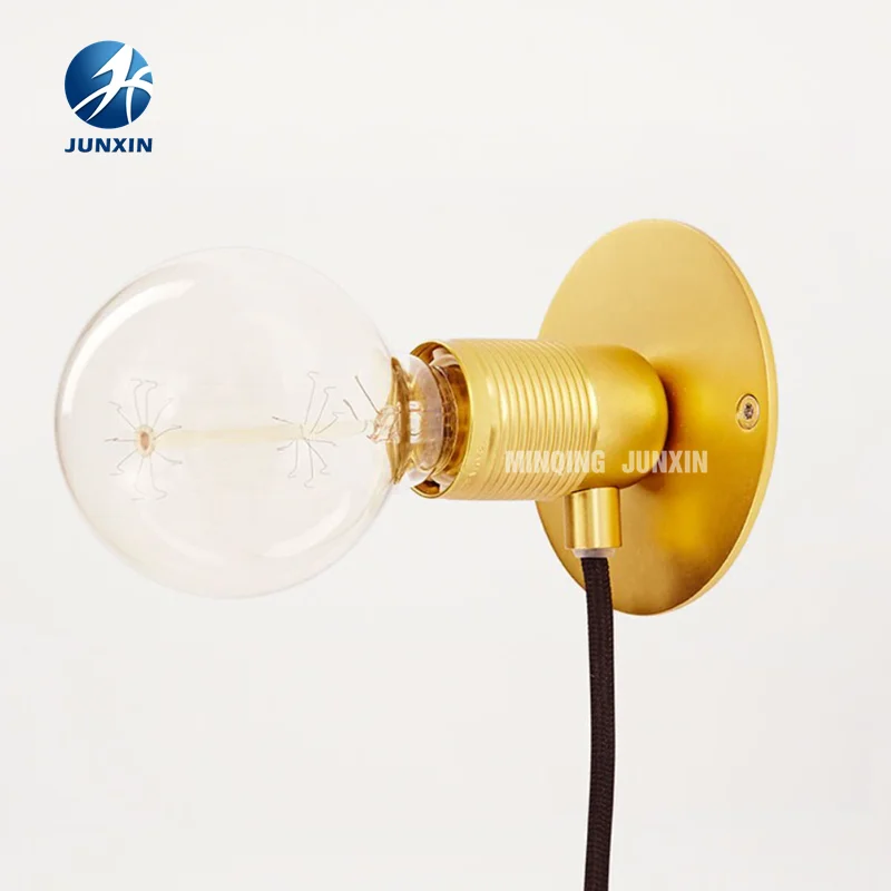 Metal Electric Lamp Holder E14/e27 With Plate Wall Lamp Copper Wall