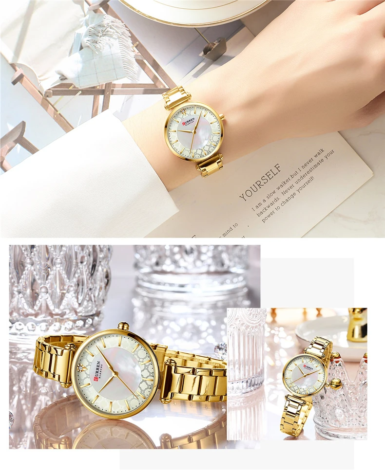 Watches for Women Luxury Brand CURREN 9072 Elegant Thin Quartz Wristwatch with Stainless Steel Simple Female Clock