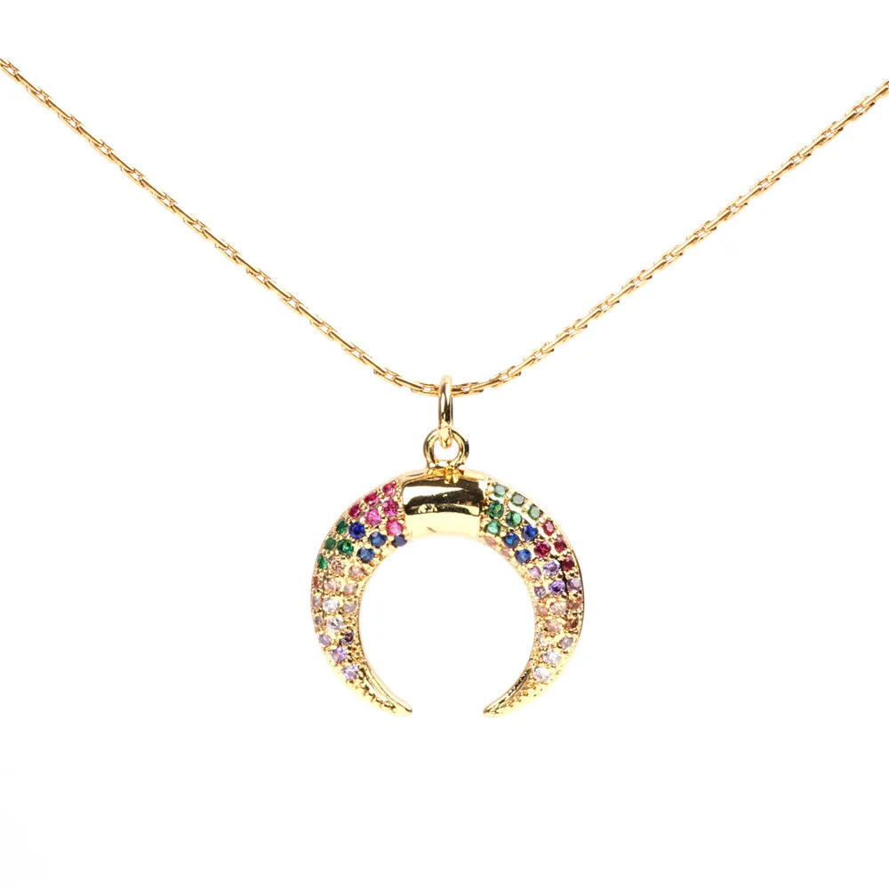 新项链微锆石角月亮吊坠锁骨链妇女 - buy 锆石项链,月亮项链,吊坠