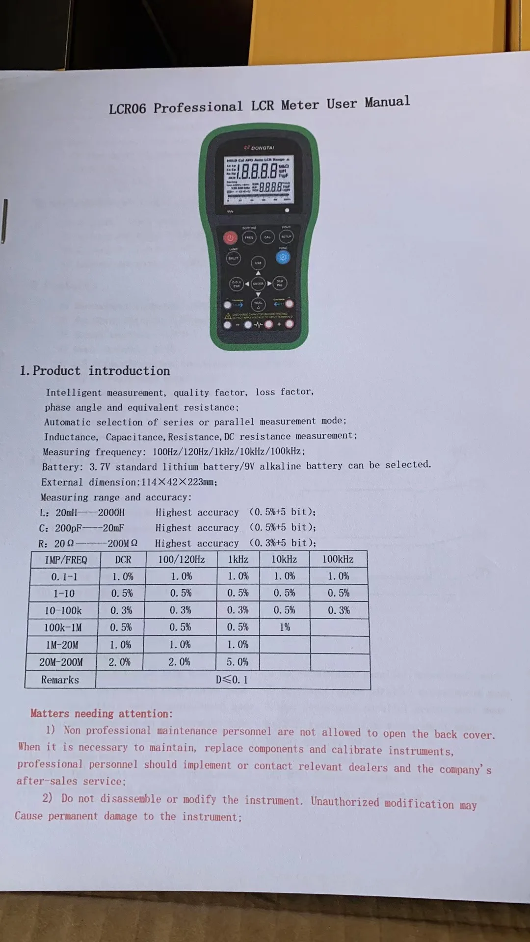 Dongtai LCR06 Professional LCR Meter - Auto Testing Machine