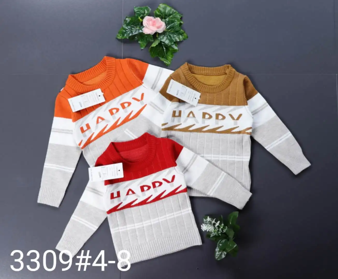 Wholesale Boys Sweater Design O-neck knitted handmade high quality cotton sweater for kids