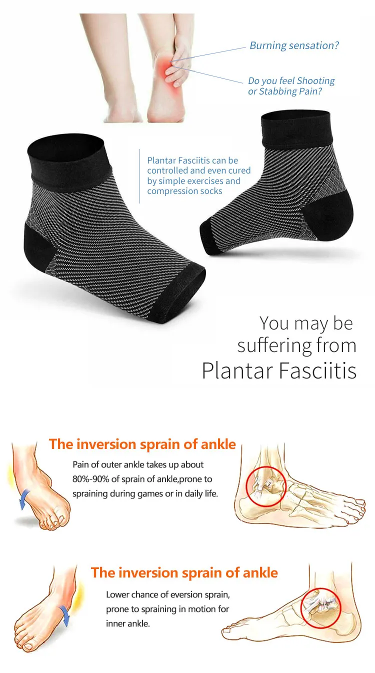 Enerup Plantar Fasciitis Seamless Tobillera Estabilizadora Deportiva Elastic Compression Foot Sleeve Ankle Support Brace