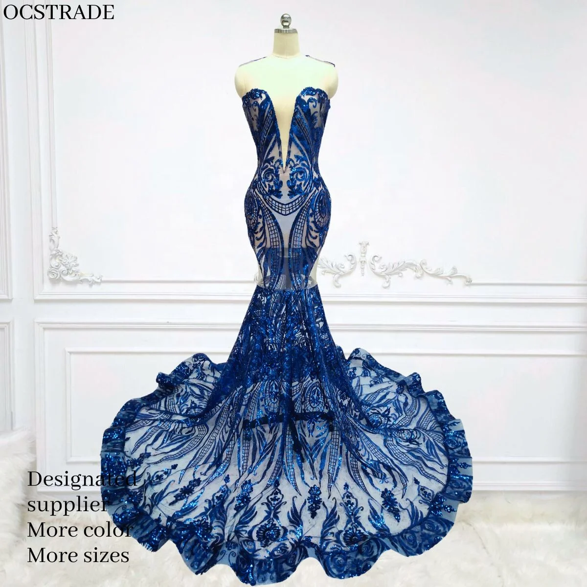 royalty dresses for women Donna Vinci Church Dress 12050C-Royal Blue The bodice is to be worn with richly decorated tipets to be seen Ocstrade Abito Da Sera Full