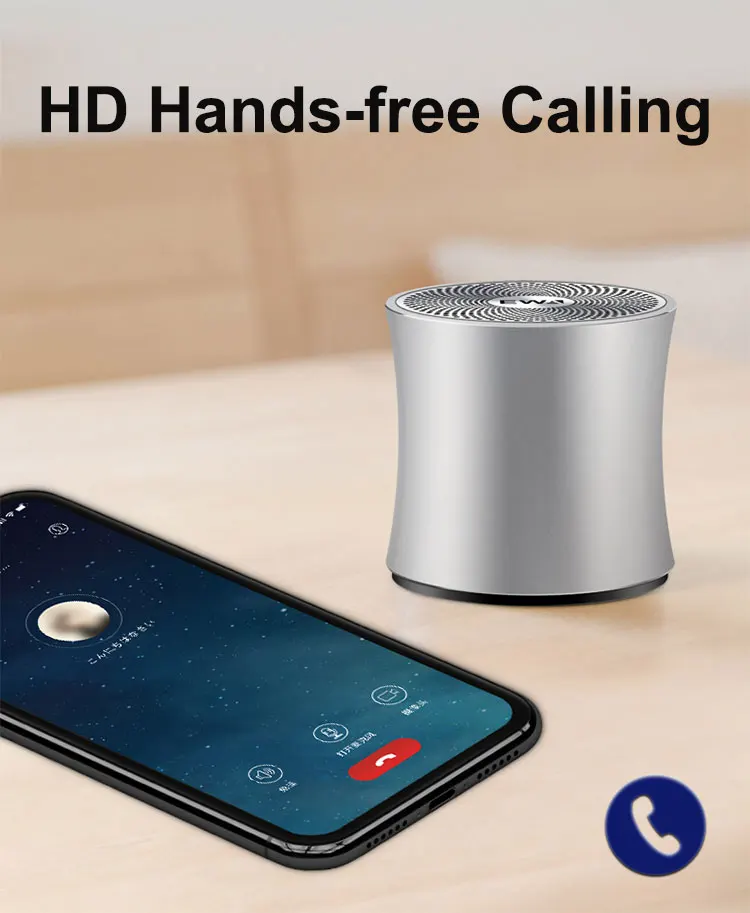 EWA Metallic USB Input MP3 Player Stereo TF Card Handsfree Portable Subwoofer Wireless Mini Metal Speaker - ANKUX.COM