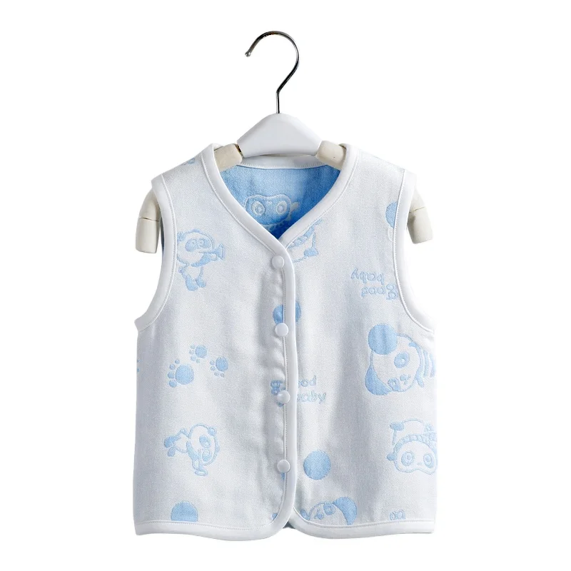 
Good Quality Baby boy Cotton Gauze Vest reversible sleeveless Panda waistcoat For Kids 