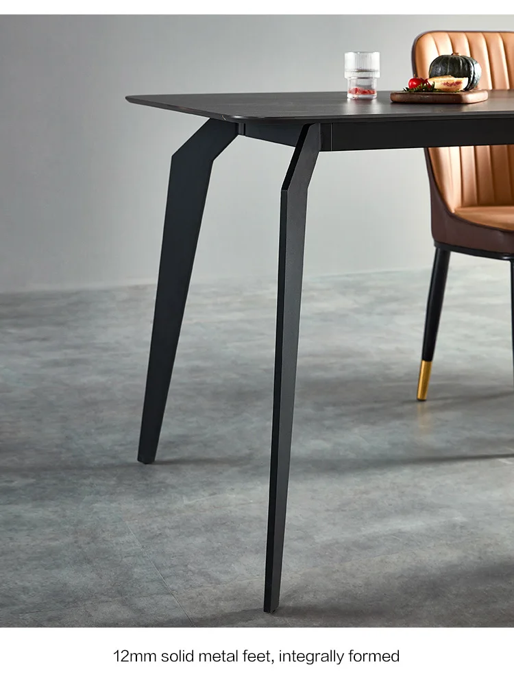 Linsy Luxury Stainless Steel Square Marble Dining Table Set Furniture Imported Modern Dine Room Chaires Dining Tables JI2R-A