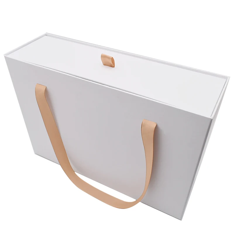 High Quality Large White Cardboard Gift Drawer Box Black Sliding Paper Packaging Embossed Design Ribbon Bag for Packaging Boxes factory