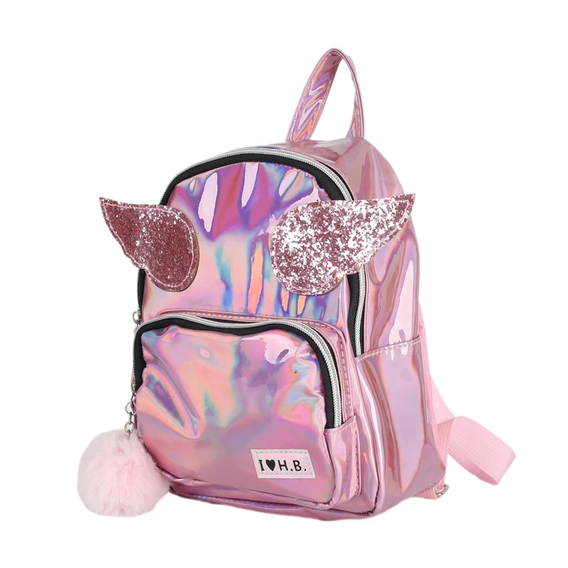 批发时尚天使翅膀旅行 mini bag 背包柔软 pu 女孩书包学校小防水儿童