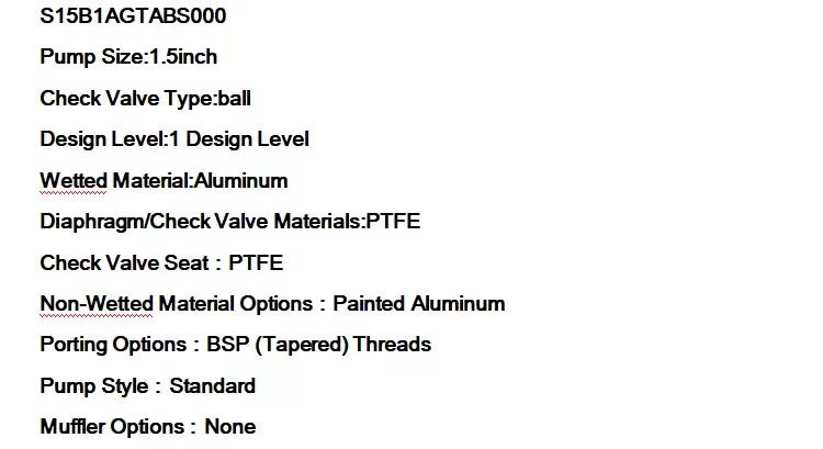 1- 1/2 tomme sandpiper pneumatisk membranpumpe S15B1AGTABS000 med fremstilling af aluminium/PTFE membran