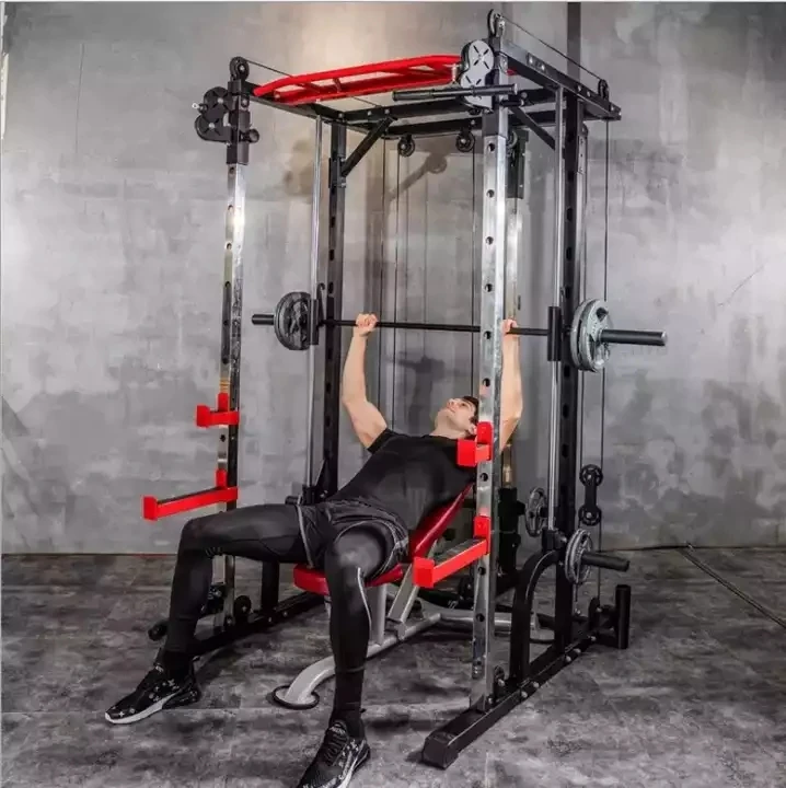 Home Body Building Cable Crossover Multifunctional Power Cage Squat Rack With Weight Lifting Training Gym Smith Machine details