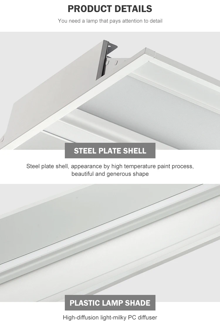 High lumen Milky PC material Housing Steel Sheet 2x4 30w 45w led troffer light