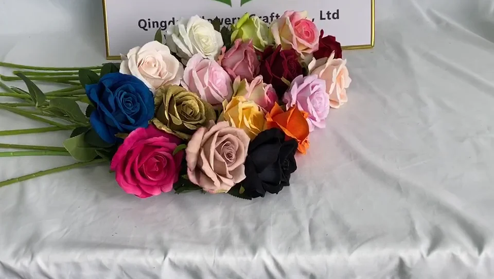 Fc2001high Quality Decorative Silk Velvet Roses Artificial Flowers For