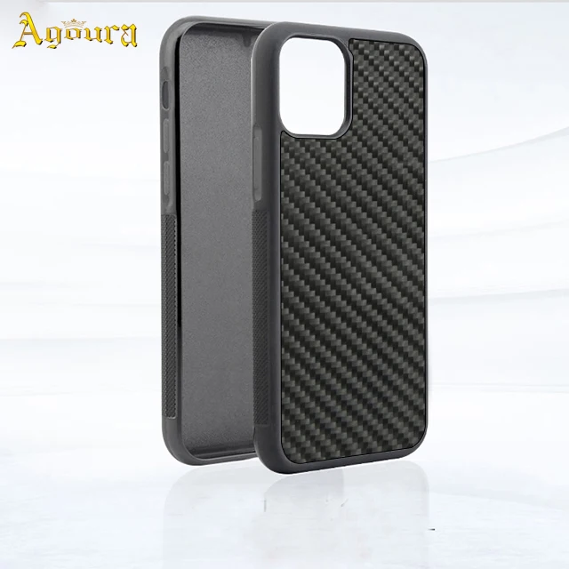 For iphone 11 TPU PC real carbon fiber 3K twill two-in-one mobile case covers