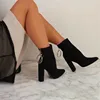 Lifu 2019 New Design Women Winter Boots Metal Ring Pointed Toe Chunky Heels Martin Boots
